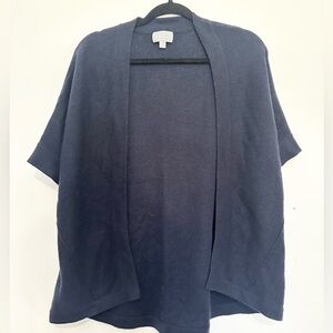 Pure Cashmere open front cardigan cashmere navy blue short sleeve size 14/16